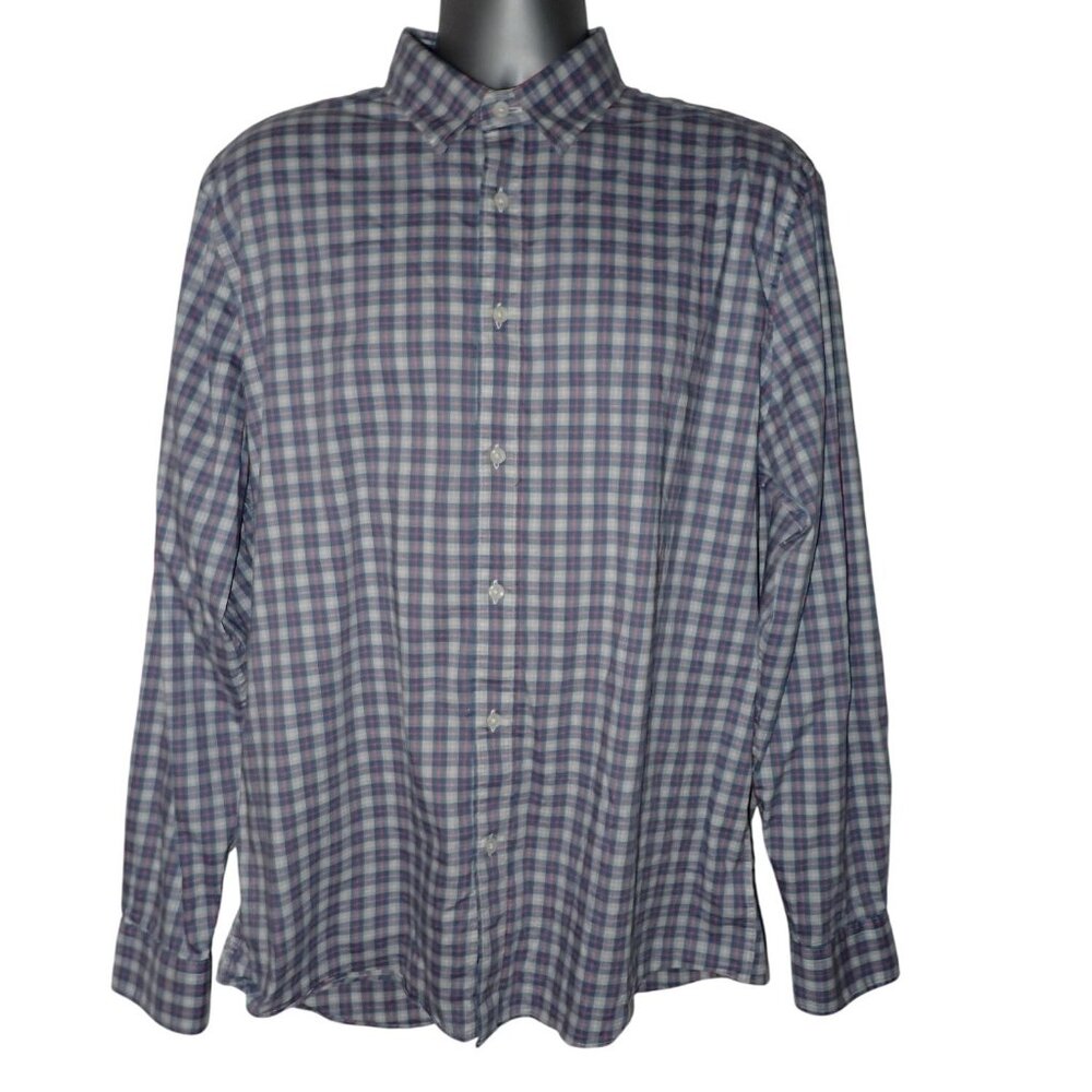 Faherty Button Down Shirt Mens XL‎ Pink Blue Flannel Long Sleeve Plaid
